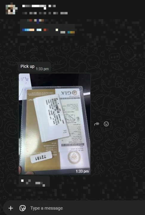 WhatsApp Delivery Proof - Vault Pickup & GIA Dossier