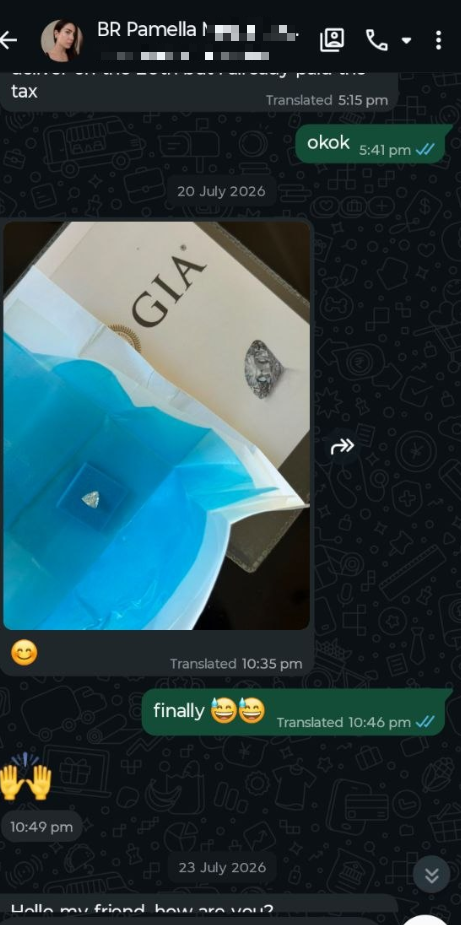 WhatsApp Delivery Proof - GIA Fancy Cut Natural Diamond