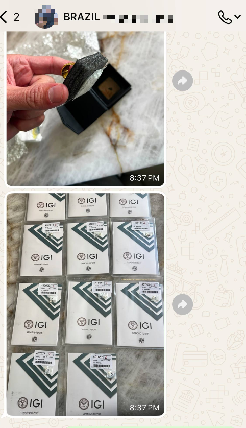 WhatsApp Delivery Proof - 8 IGI Certified Diamonds & Finished Ring