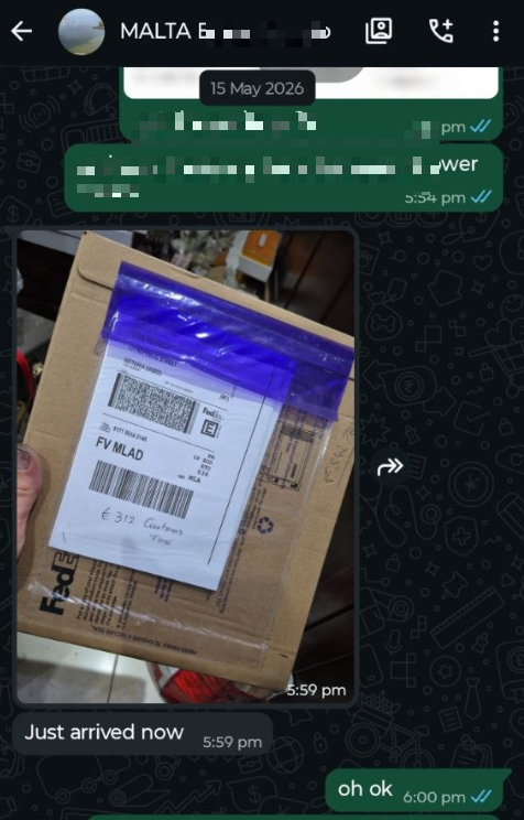 WhatsApp Delivery Proof - FedEx Express to Malta